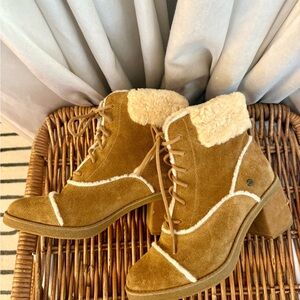 UGG Heeled Suede and Shearling Boots